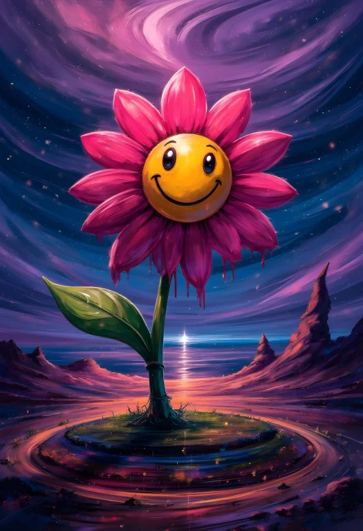 Cinna Flow, Acid Smiley Flower Toon Looming Over The End Of...