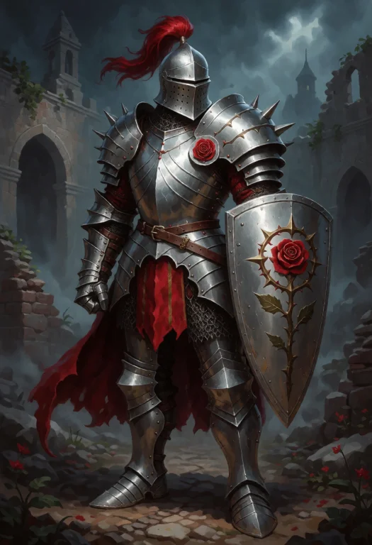 Fantastical Stylized Armor With Oversized Spiked Pauldrons A...