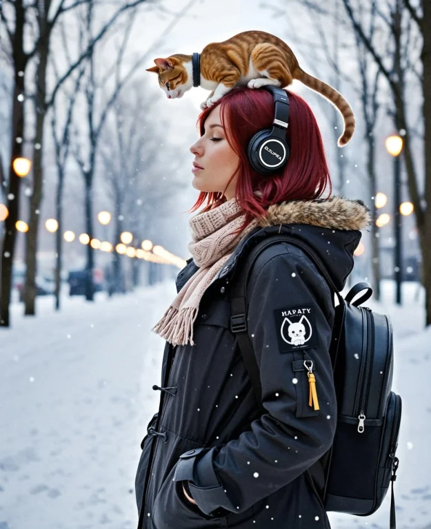 Photorealism, 8k, Hdr, Realism, Realistic, Winter, Snow, Gir...