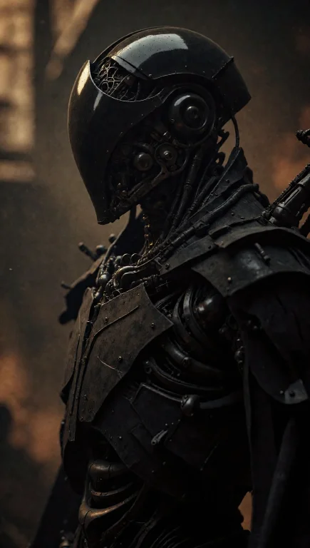 Biomechanical Creature, Glossy Helmet, Smooth Mask, Dark Arm...