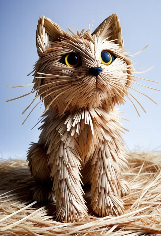 Cat Made Of Straw
