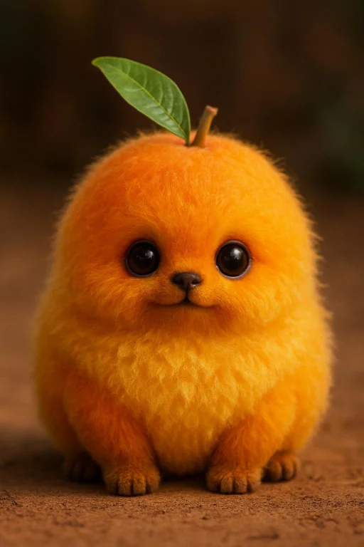 Generate Me A Image Of A Cute Little Mango Creature, Realist...