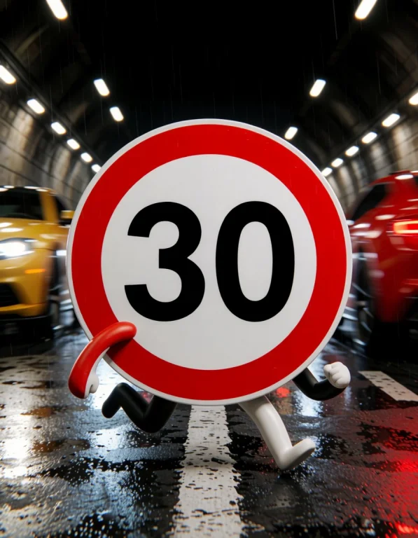 A Circular Speed-limit Sign Showing 30 Becomes A Living Raci...