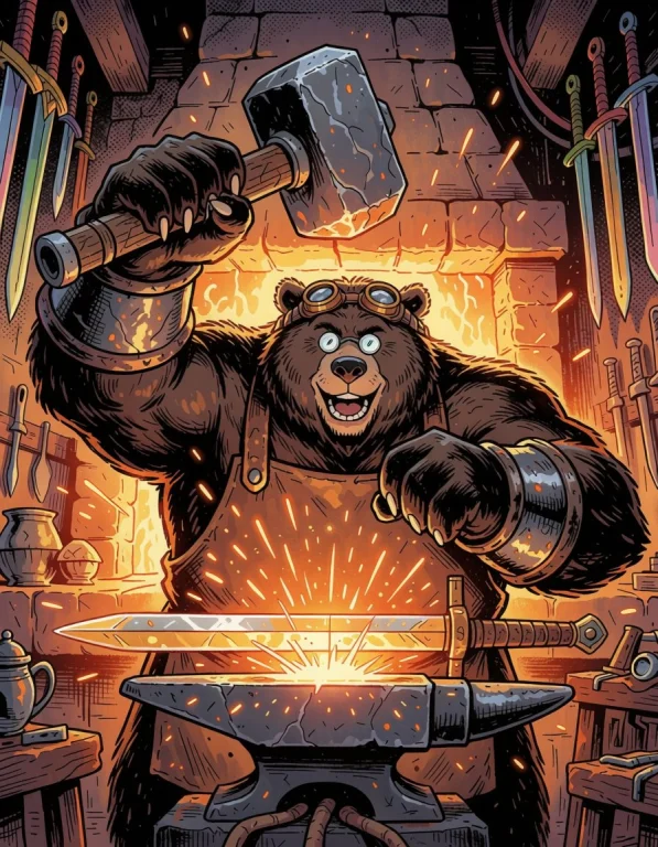 Exaggerated Comic Illustration Of A Massive Anthropomorphic...