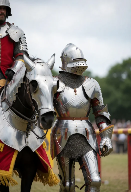 A Knight In Full Plate Armor Wearing A Frog Mouth Helm, Pose...