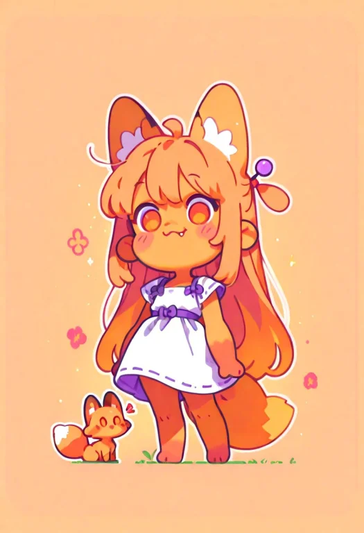 Masterpiece, Best Quality, Cute, Simple Illustration, Fox 1....
