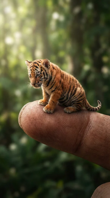 National Geographic-style Macro Photograph Of A Tiny Tiger C...