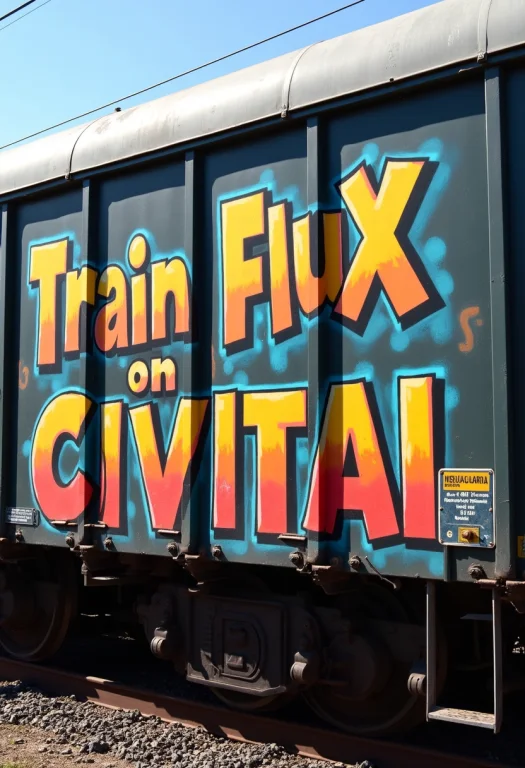 Text Train Flux On Civitai In Colorful Graffiti Written On T...