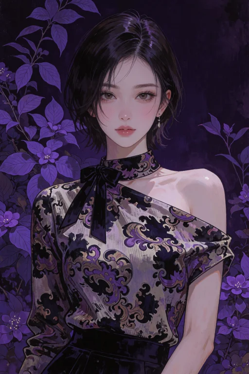 A Young Woman With Short Dark Hair. She Is Wearing An Elegan...