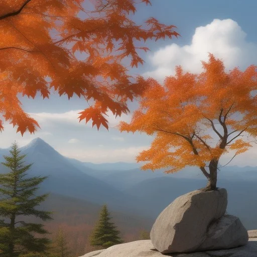 Maple, Mountain,tree,rock,