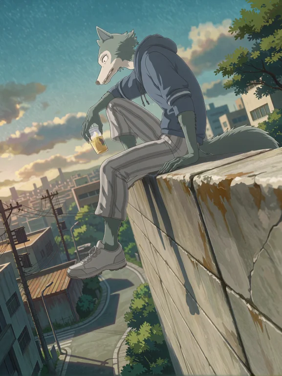 Legoshi Sitting Casually On Top Of A Tall Weathered Concrete...