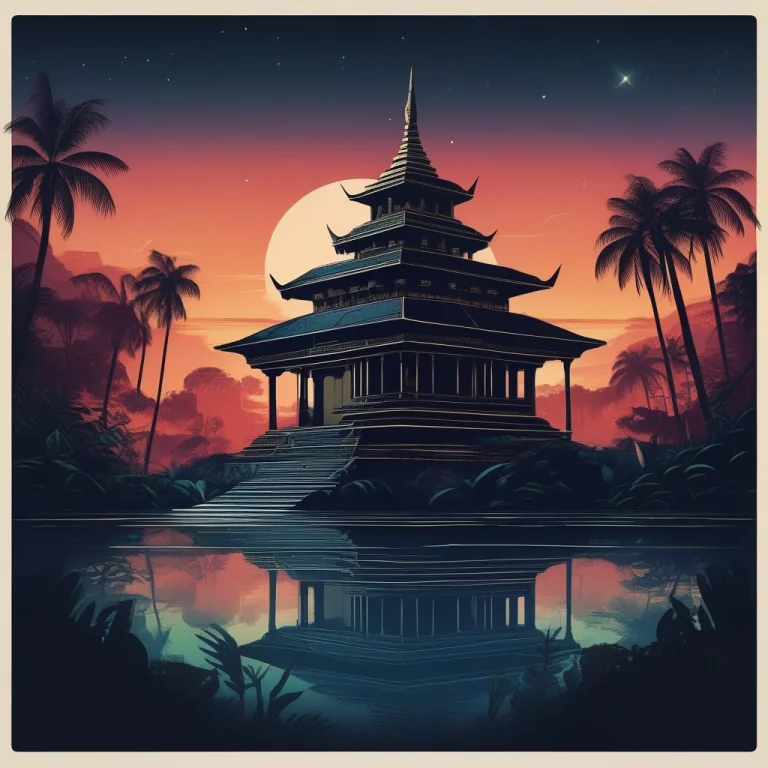 A Sunken Temple Half-swallowed By Jungle, Vintage Poster Art...