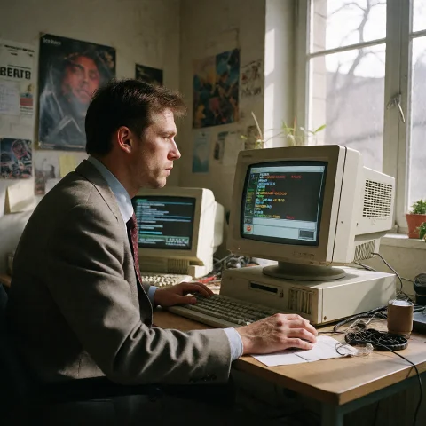90s Photo, 90s Flash Photo, Lomography, Male Engeneer, Tall... — Stable Diffusion AI Prompt: 90s photo, 90s flash photo, lomography, male engeneer, tall male, business suit,...