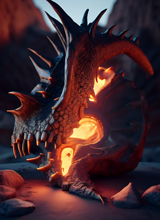 Dragon Skull Fossil, Ultrarealistic, 8k, Unreal Engine 5, Oc...