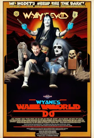 Movie Poster From A Waynes World Bill Ted Wacky 90s Parody... — SDXL AI Prompt: movie poster from a Wayne's World Bill & Ted wacky '90s parody of the canon D&D...