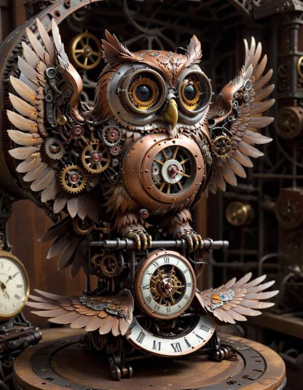 Steampunk Owl - An Intricately Designed Owl With Steampunk E...