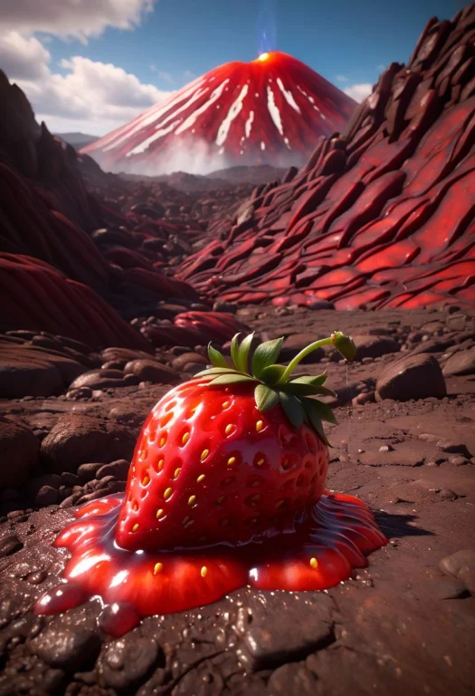 Detailed Realistic Close Up Of A Strawberry Shaped Like A Vo...