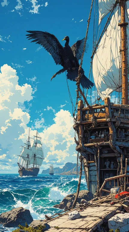 Anime Artwork Andreas Achenbach North Sea Storms, Deserted I...