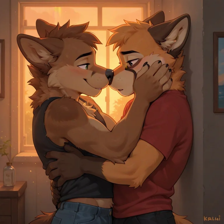 2boys, Furry, Gay, Romantic, Headshot