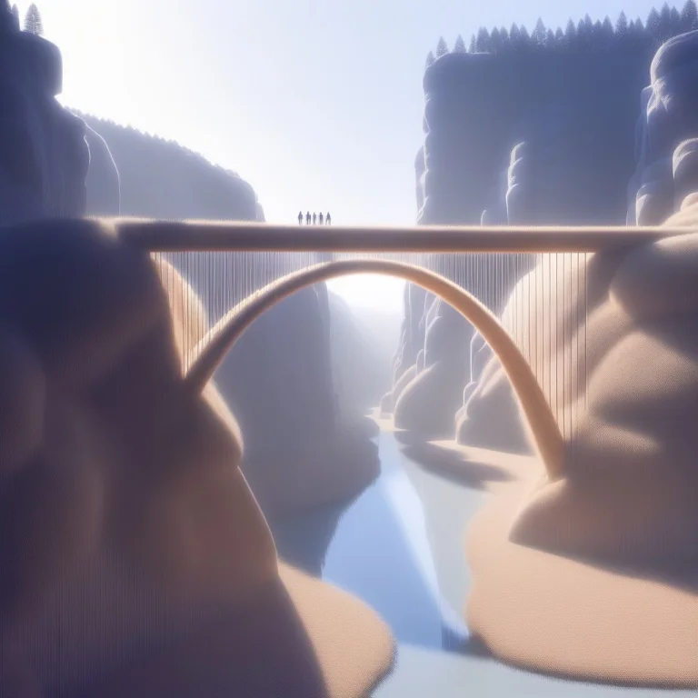 Giant Suspension Monumental Bridge Crossing A Serene Gorge C...