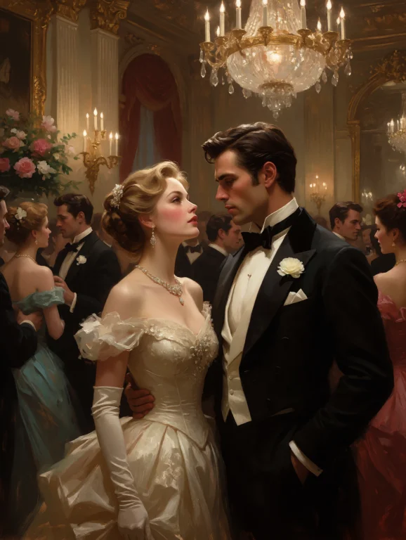 Digital Painting Of A High Society Classy Ballroom With Hand...