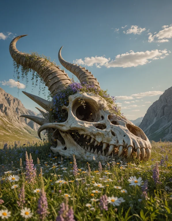 In A Serene Sunlit Meadow Filled With Vibrant Wildflowers, A...