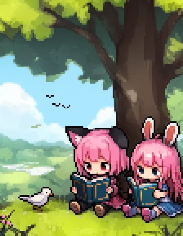 Nv-p1xel4rt, Multiple Girls, Animal Ears, 2girls, Pink Hair,...