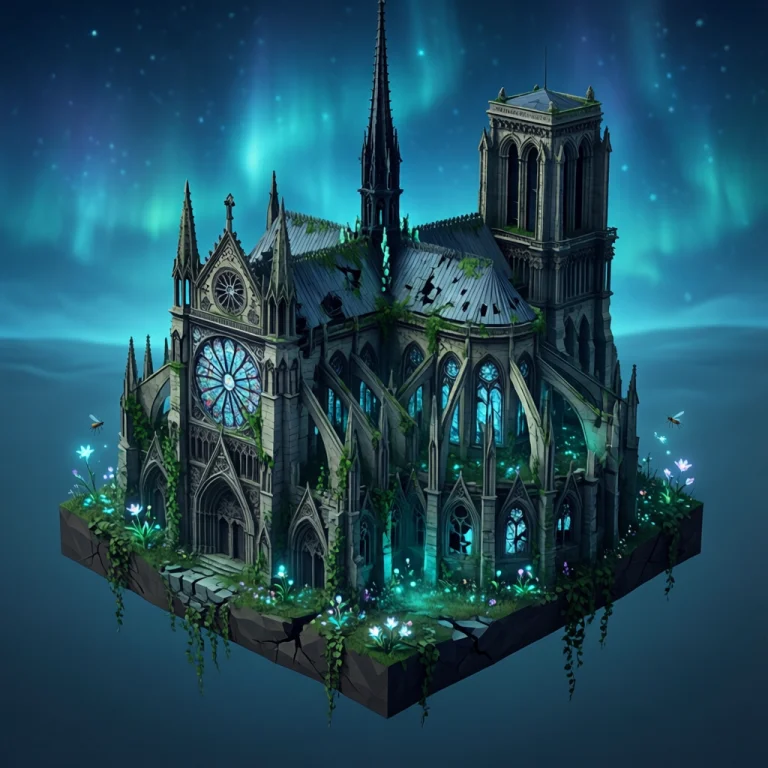 A Hauntingly Beautiful Isometric Diorama Of A Partially Subm...