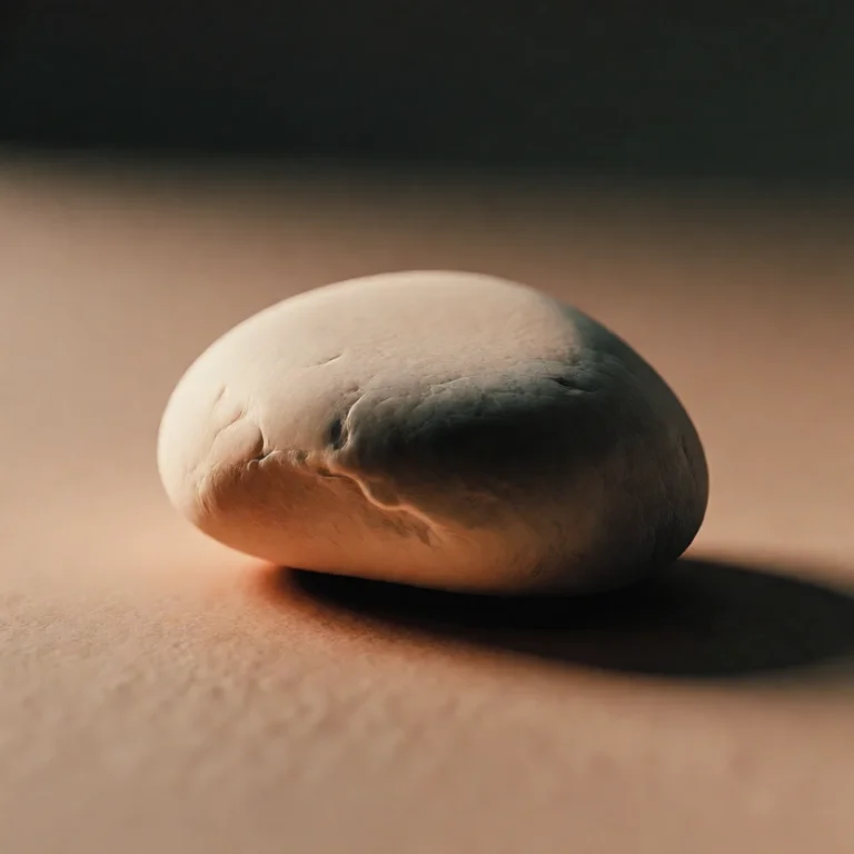A Singular Rounded Pebble Resting On A Flat Clay Surface, So...