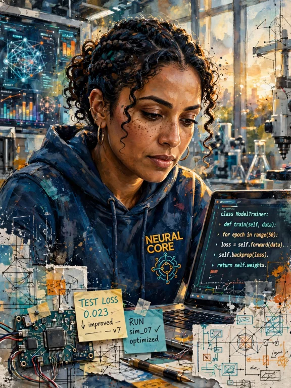 A Confident Female Software Engineer Coding At A Modern Work...