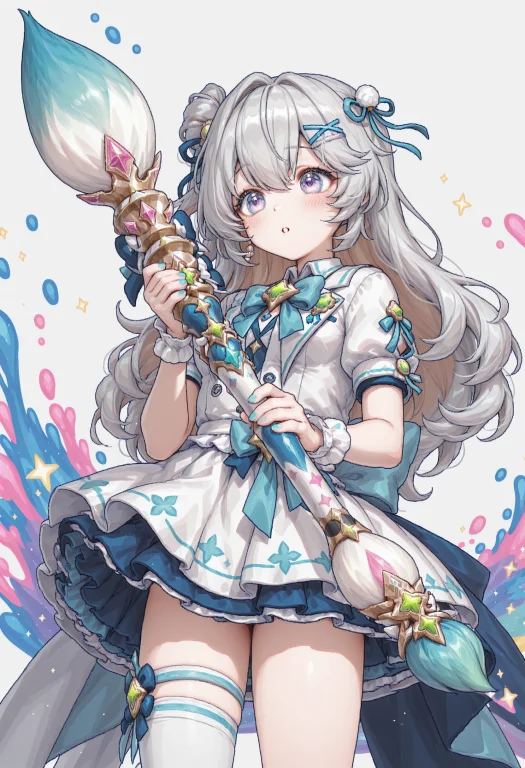 Irisawakening, 1girl, Solo, Short Sleeves, Long Paintbrush,...