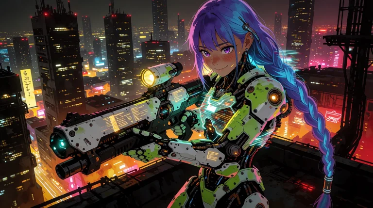 1girl, Woman, Adult Focus, Tanned, Long Purple Blue Hair Gra...