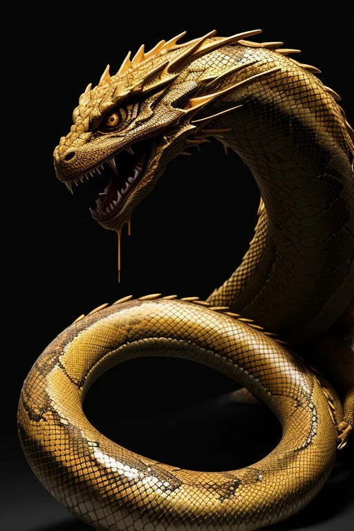 Asian Dragon Gold Snake Gradient Vibrant Neon Colour, Rough,...
