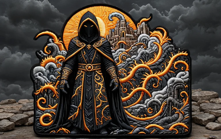 Ral-embroideredpatch, Patch Shaped Like A Hooded Figure, Sti...