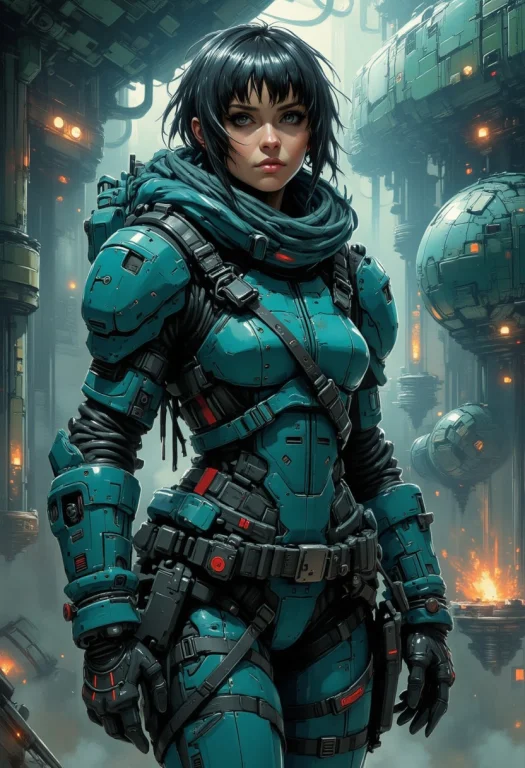 Nistyle, A Female Space Pirate. Long Messy Hair, Bangs, Side...