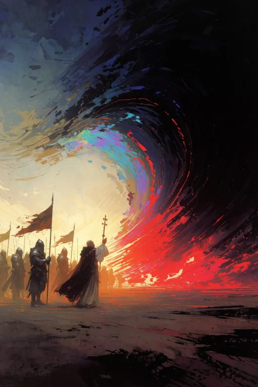 An Epic Abstract Fantasy Expressionistic Painting In Oil On...
