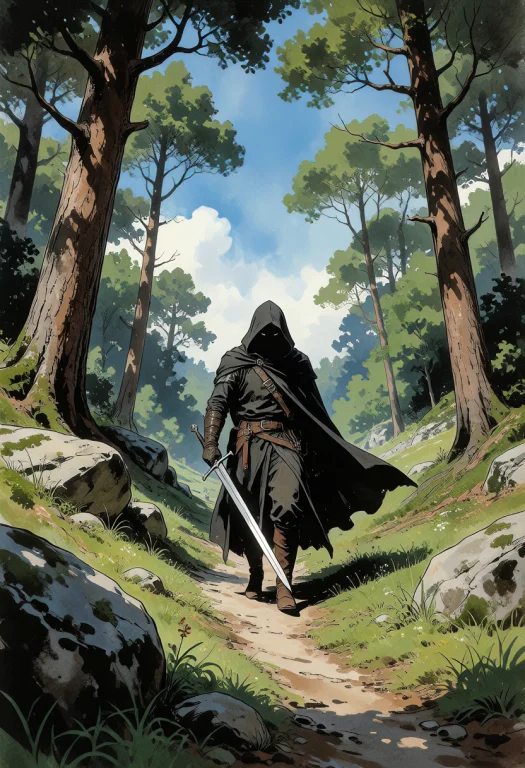 An Illustrated Scene Blending Vibrant Cel-shaded Landscape P...