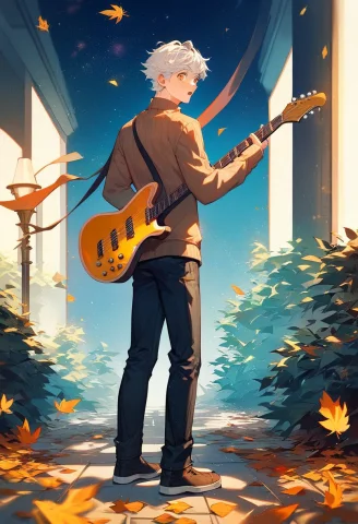 Score9, Score8up, Score7up, 1boy, Solo, White Hair, Amber Ey... — Stable Diffusion AI Prompt: score_9, score_8_up, score_7_up, 1boy, solo, white hair, amber eyes, turtleneck...