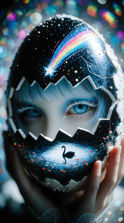 Egg-shaped Headpiece, Slight Angled View, Mysterious Face Pa...