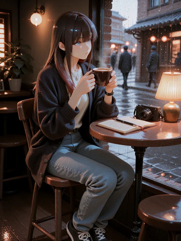 Sato Ori, Long Deep-brown Hair, Vivid Blue Eyes, A 22-year-o...