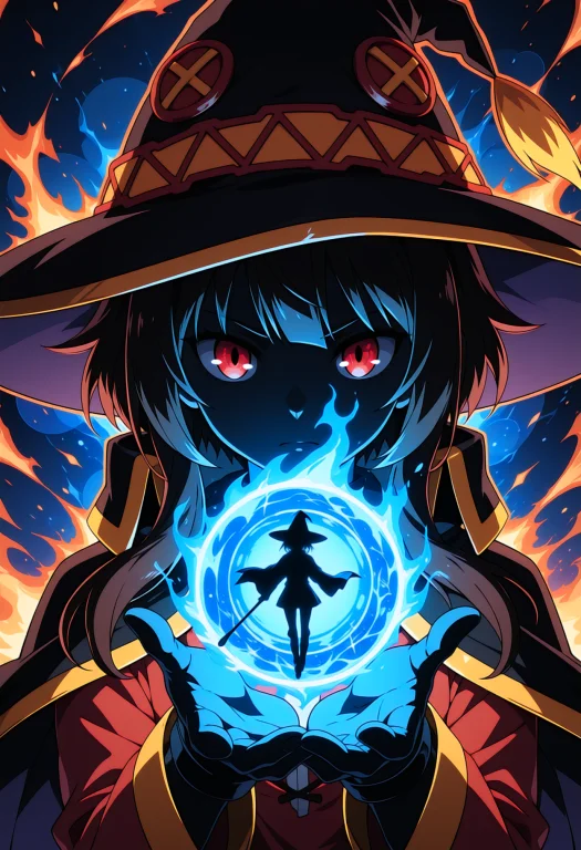 Silhouette, Outline, 1girl, Megumin, Witch Hat, Hdr, Bokeh,...