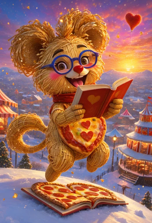 Chef, Made Of Straw, Jumping, Wearing Heart-shaped Glasses,...