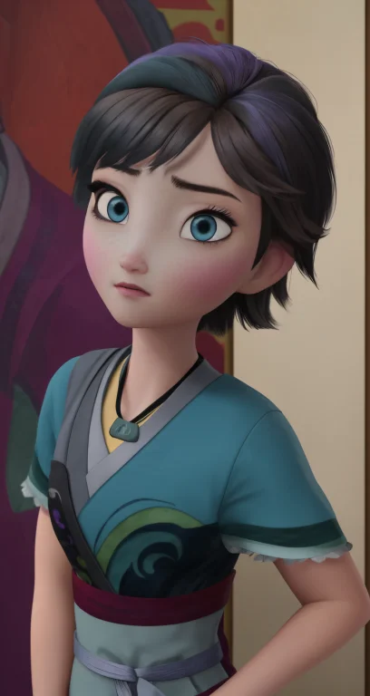 Split-color Hair, Blue-gray Eyes, Athlete, Frozen Style, Uki...