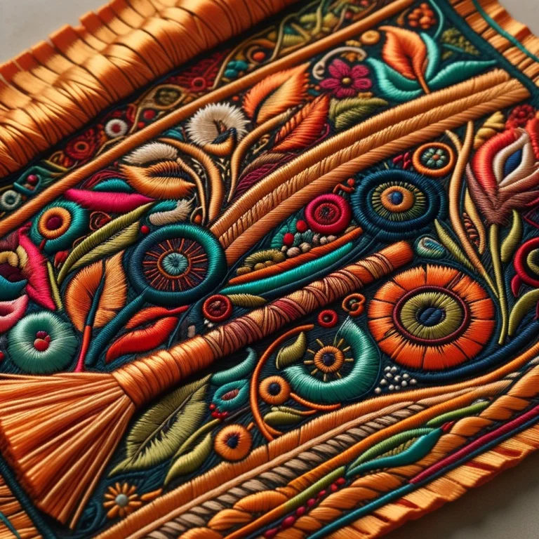 Embroidered Stitches Visible Lines Of Thread Forming The Im...