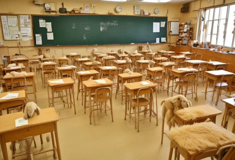 Kyoshitsu, Kaidan, Rouka, In A Typical Classroom, A Very Cut...
