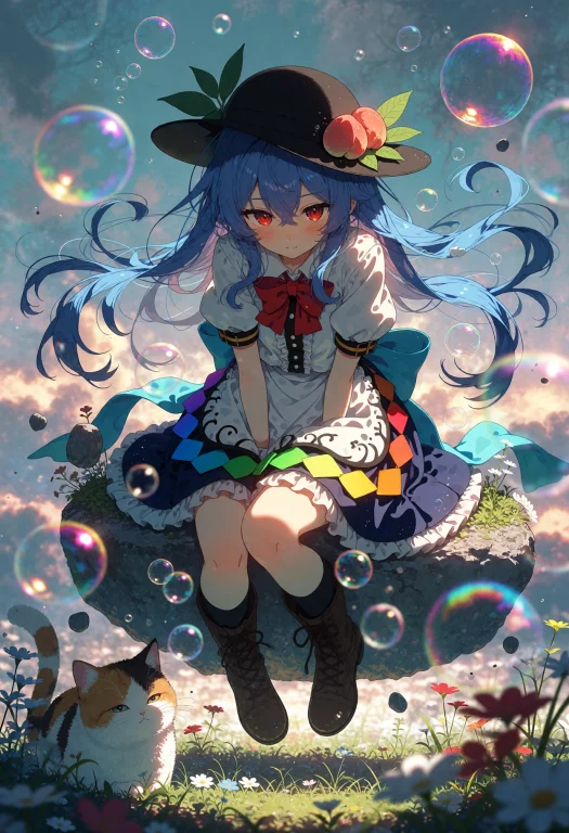 Kani2rer, V0q1d , Hinanawi Tenshi, 1girl, Floating Celestial...
