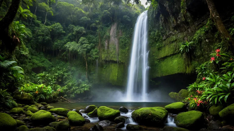 Raw Photo, Best Quality, Photorealistic1.2, Majestic Waterfa...