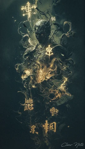 Mysterious Man Casting A Spell. Words Appear Around Him. — FLUX AI Prompt: Mysterious man casting a spell. Words appear around him.