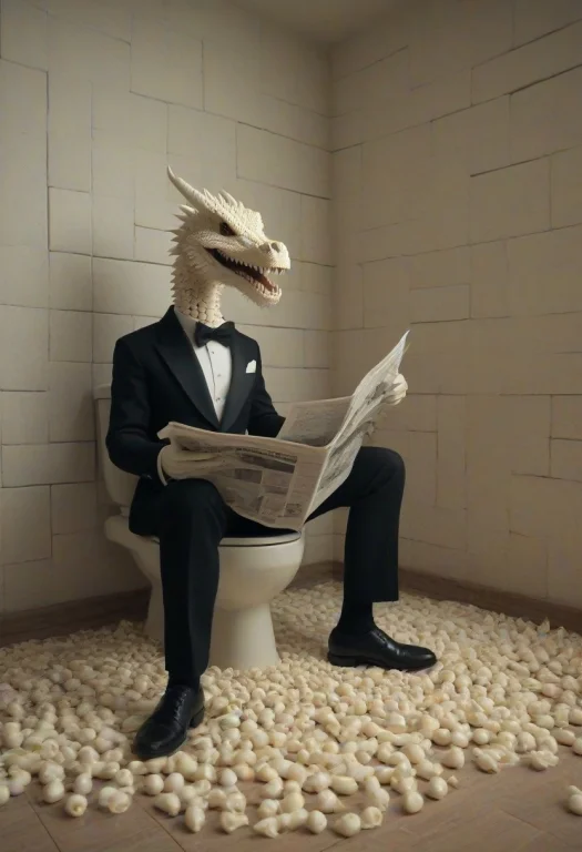 Madefromteef, A Dragon In A Tuxedo Sitting On A Toilet Readi...
