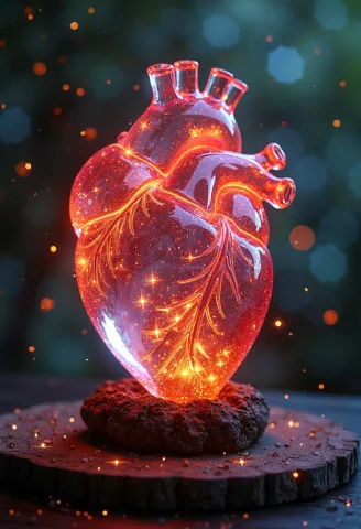 Photorealistic, Sparkling Magical Fantasy Magical Hearts, Ma... — FLUX AI Prompt: photorealistic, sparkling magical fantasy Magical hearts, made out of transparen...
